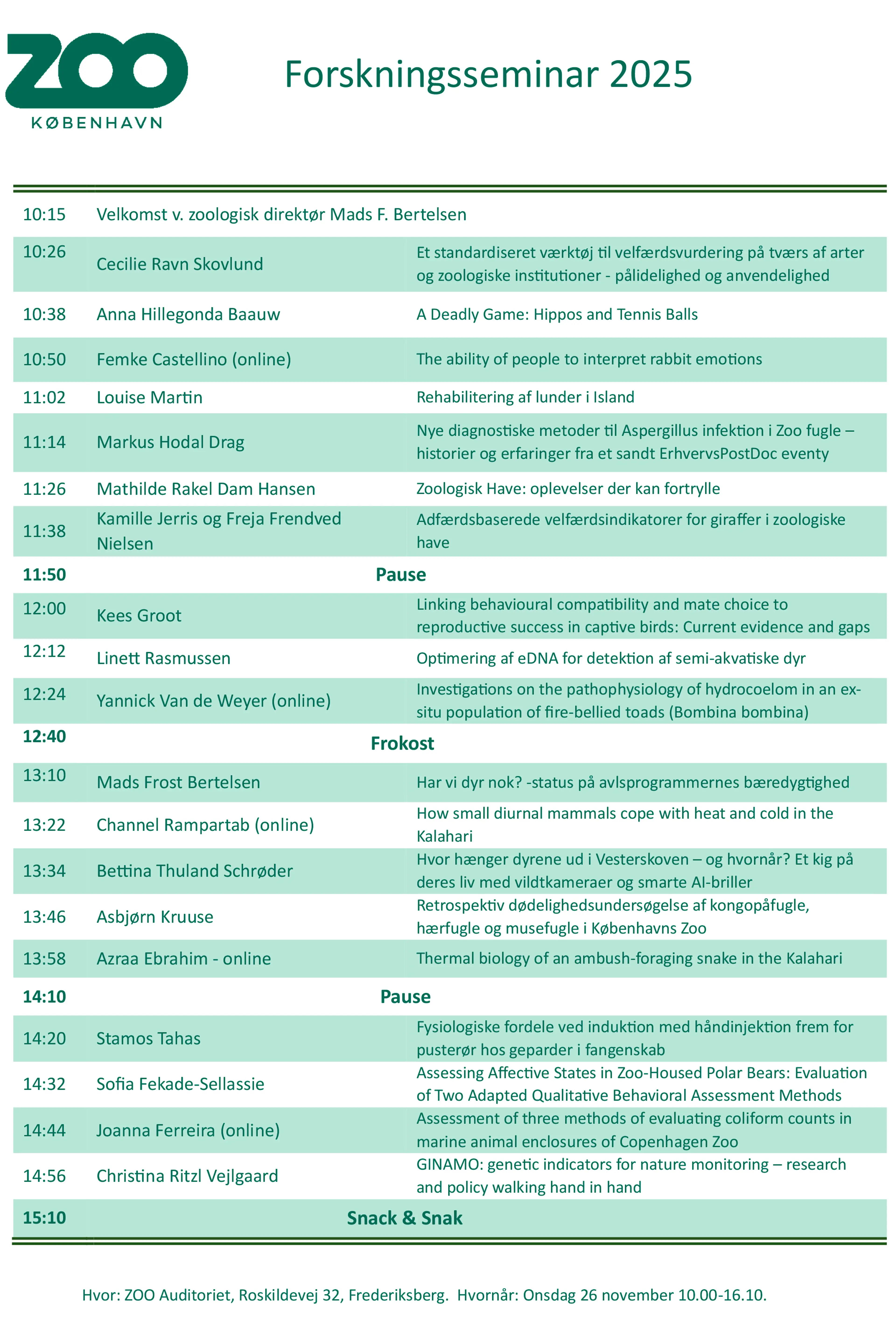 Program for forskningsseminar 2025